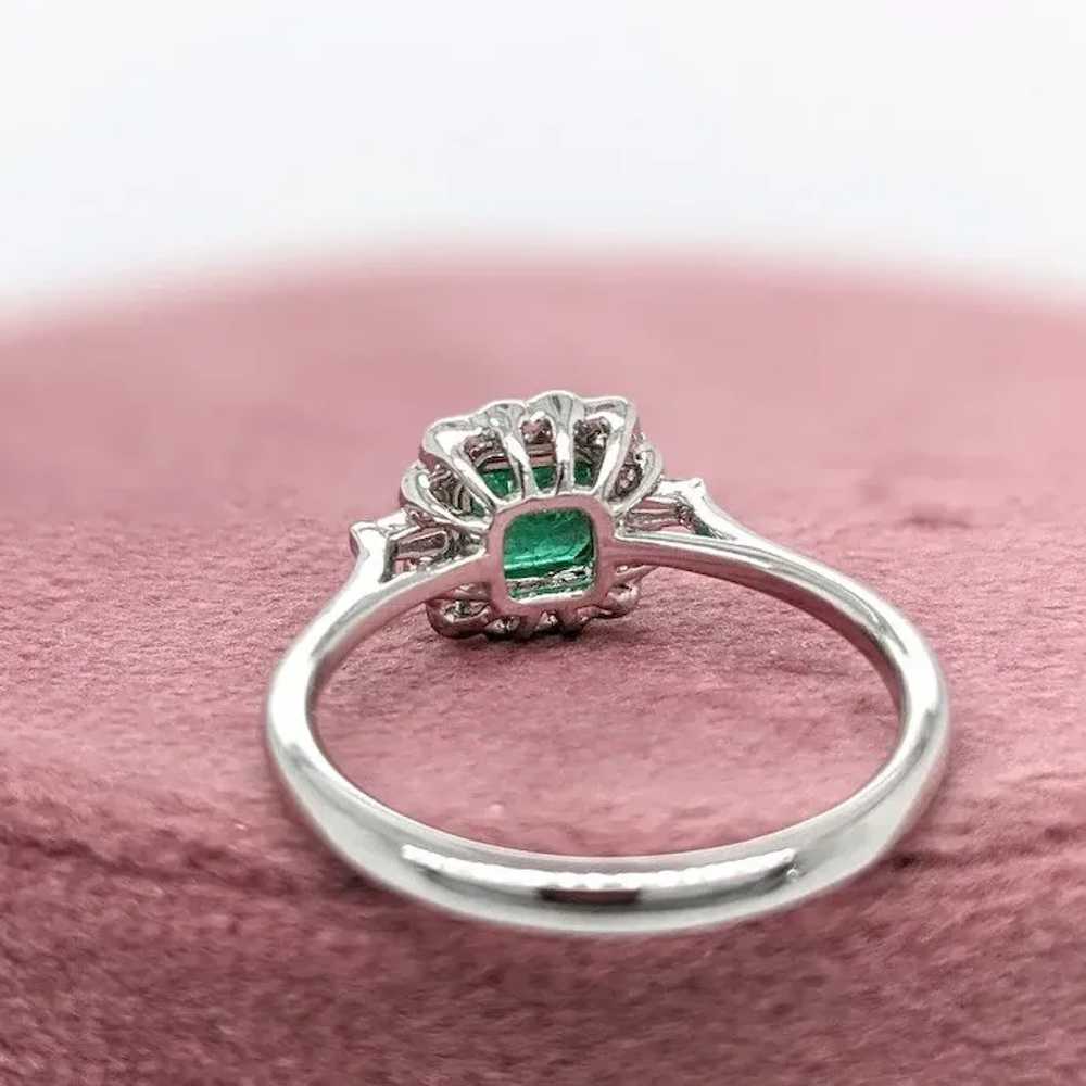 Zambian Emerald w Diamond Halo and Tapered Baguet… - image 4