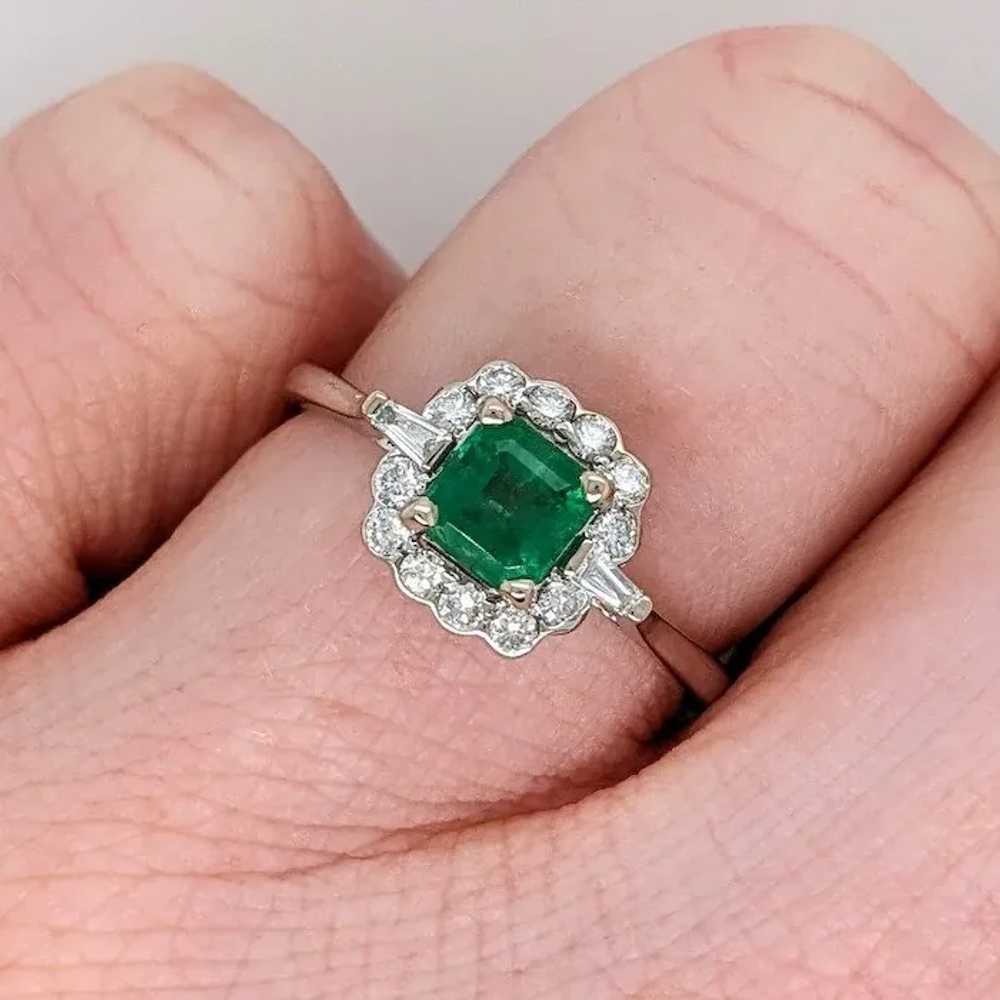Zambian Emerald w Diamond Halo and Tapered Baguet… - image 7