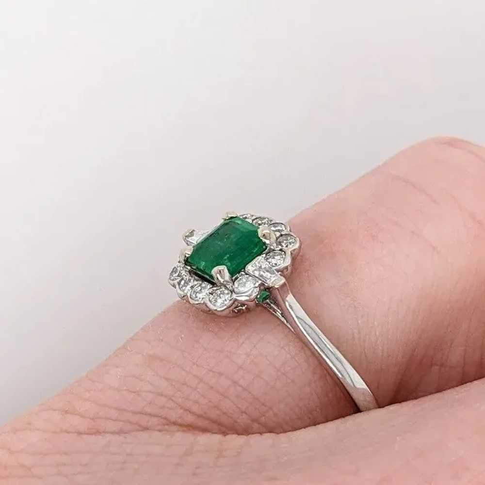 Zambian Emerald w Diamond Halo and Tapered Baguet… - image 8