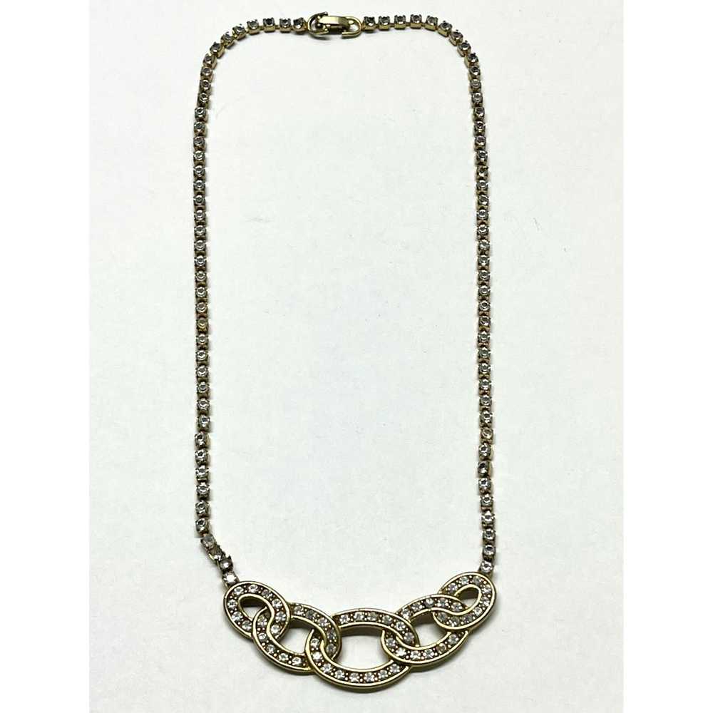 Vintage Vintage gold rhinestone chain necklace - image 2