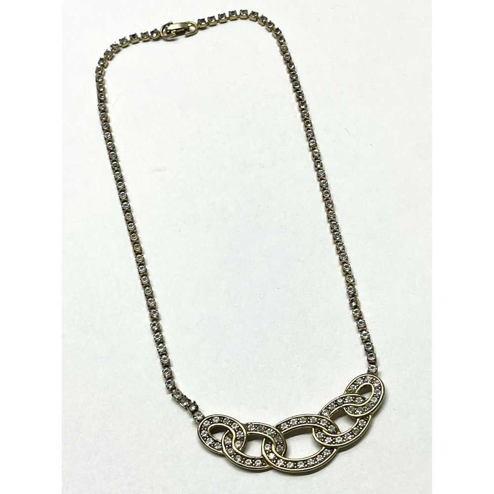 Vintage Vintage gold rhinestone chain necklace - image 3