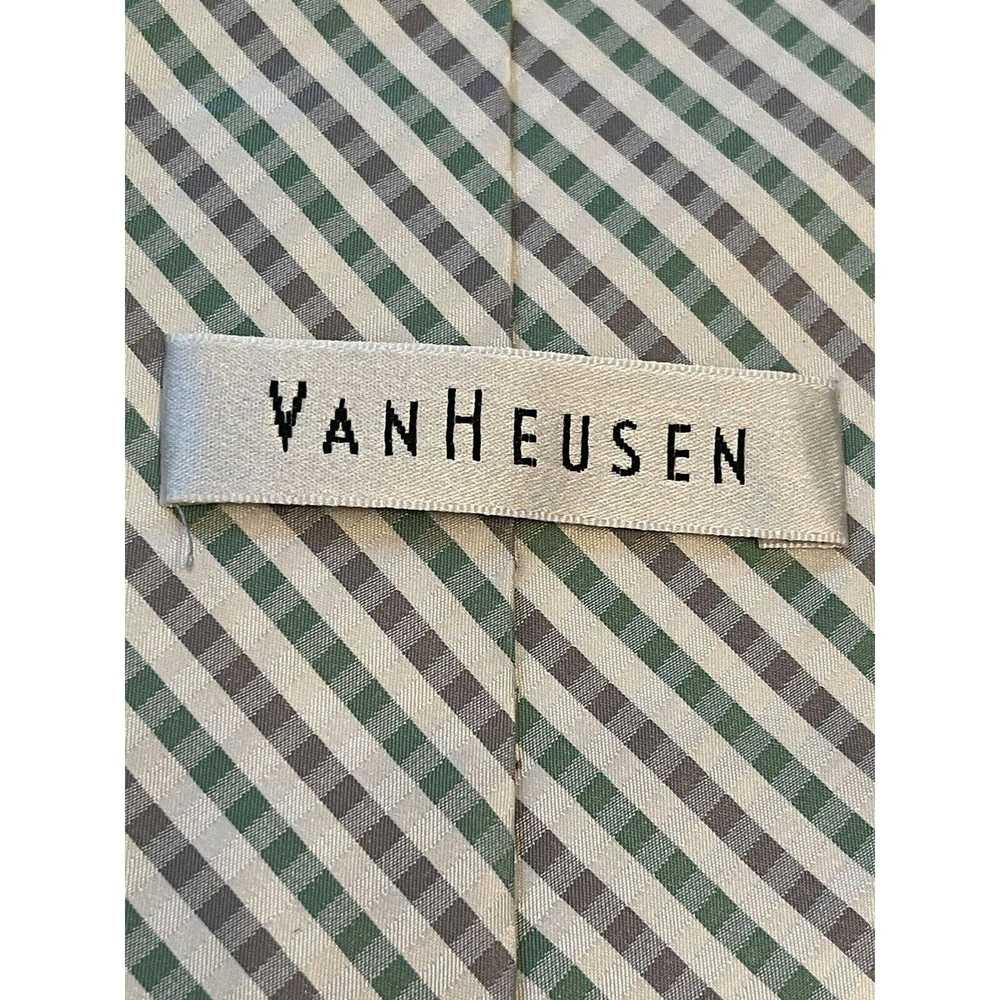 Van Heusen Van Heusen White Green Gray 100% Silk … - image 8