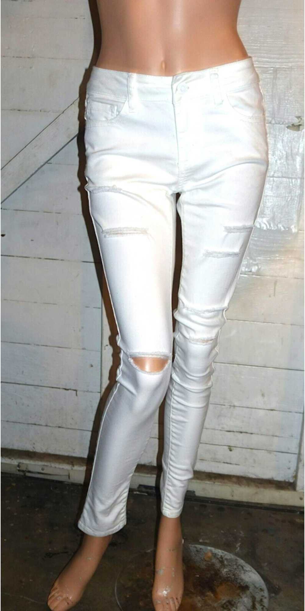 Other Wax Jeans White Distressed Skinny Jeans 28W - image 1