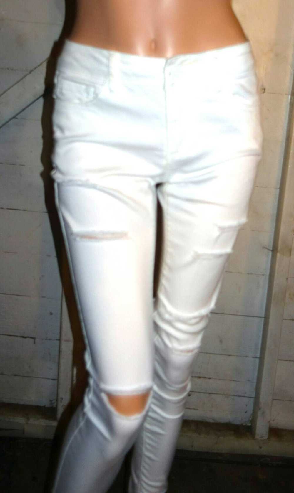 Other Wax Jeans White Distressed Skinny Jeans 28W - image 3