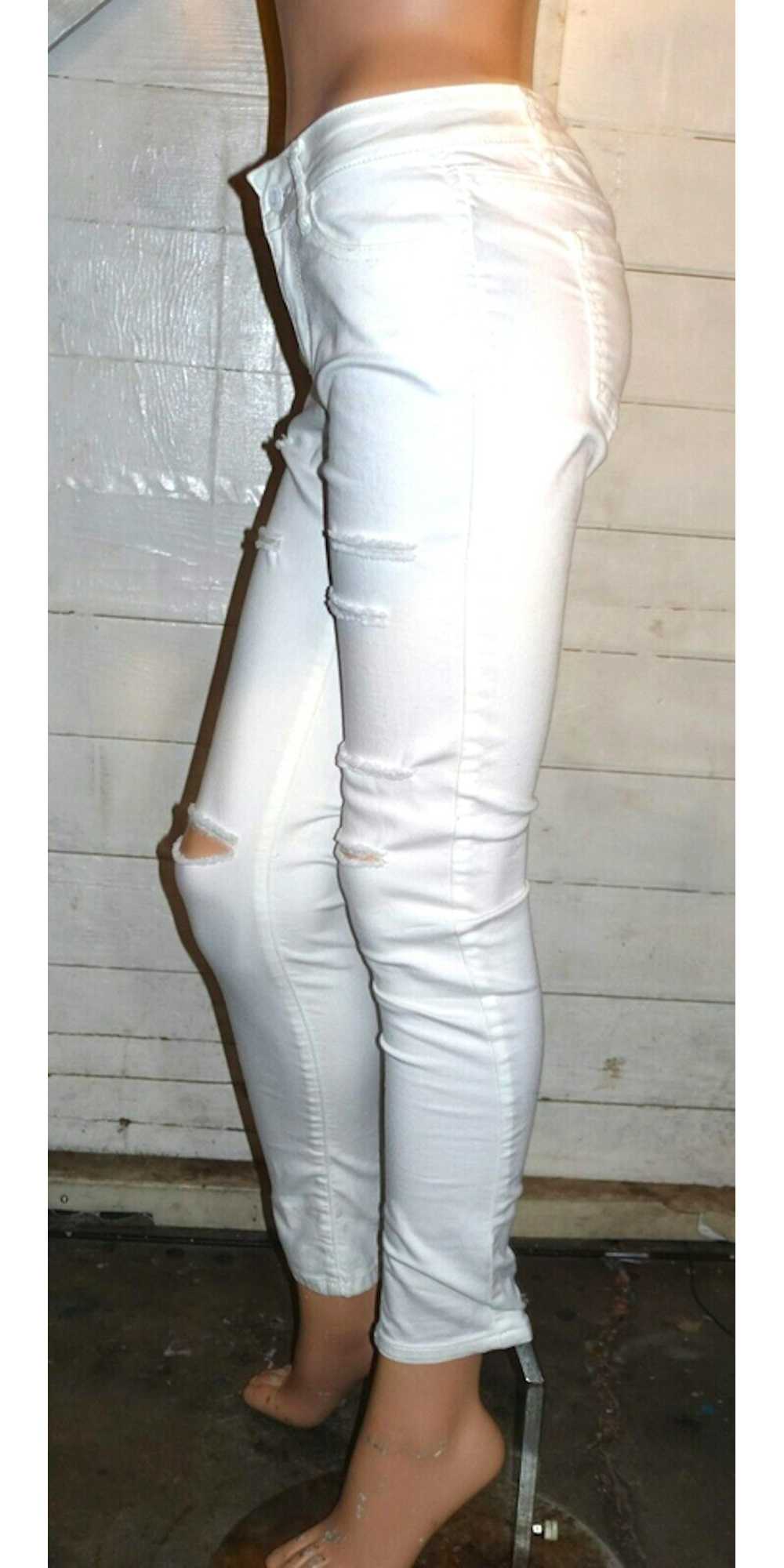 Other Wax Jeans White Distressed Skinny Jeans 28W - image 4