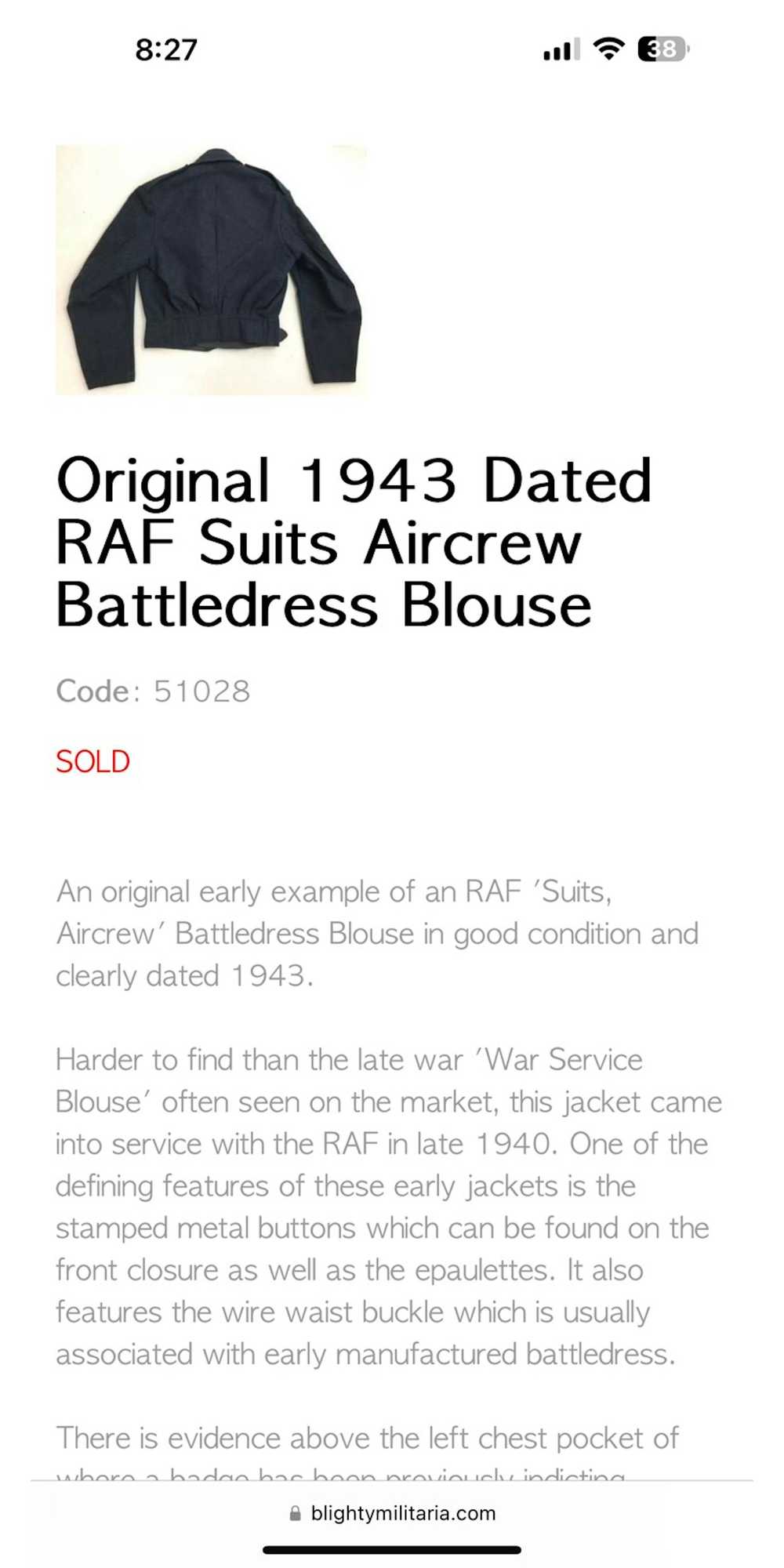 Vintage WWII RAF Authentic 1943 Pilot Battle Blou… - image 12