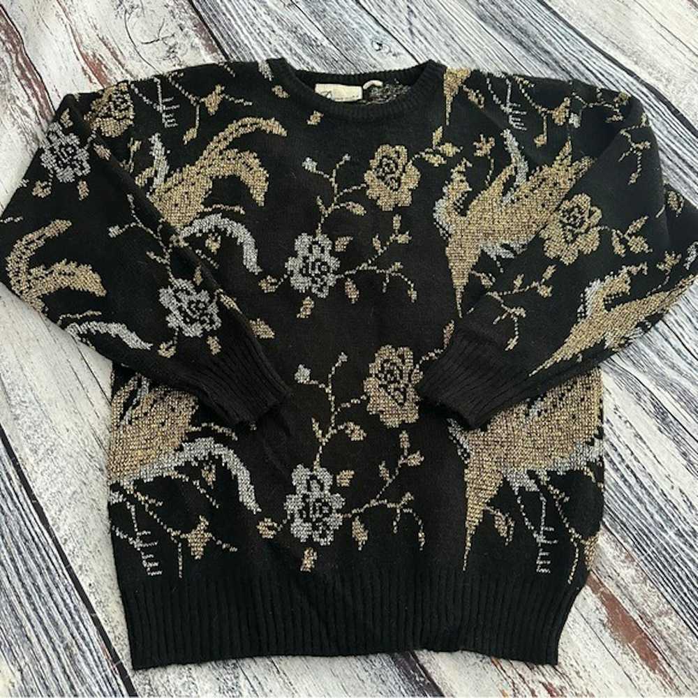 Vintage Vintage Donagain Black and Gold Knit Swea… - image 1