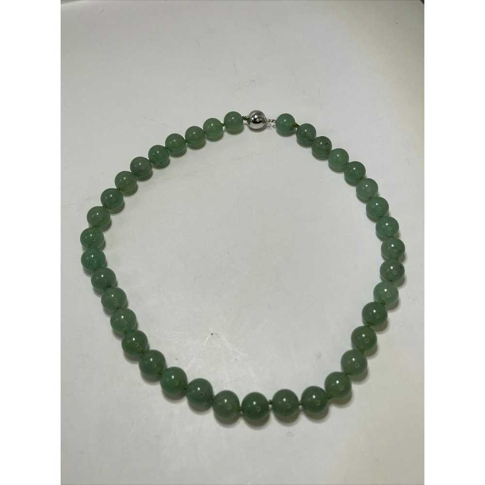 Vintage Stunning Sterling Silver And Jade Beaded … - image 1