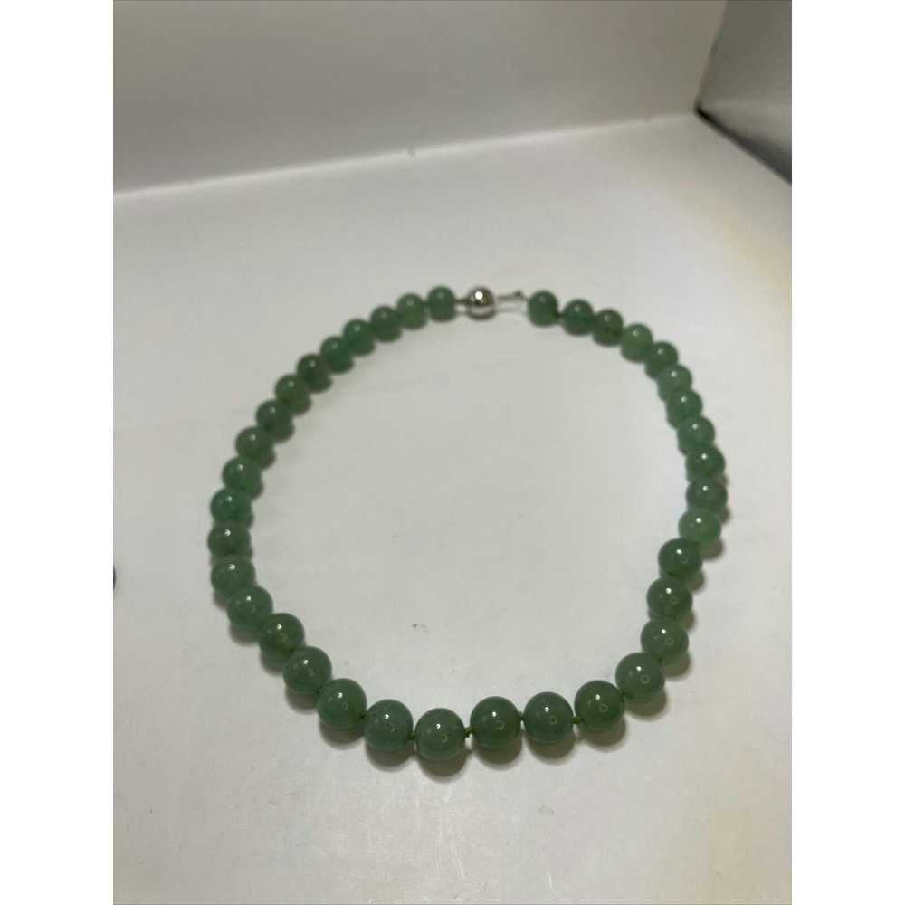 Vintage Stunning Sterling Silver And Jade Beaded … - image 2