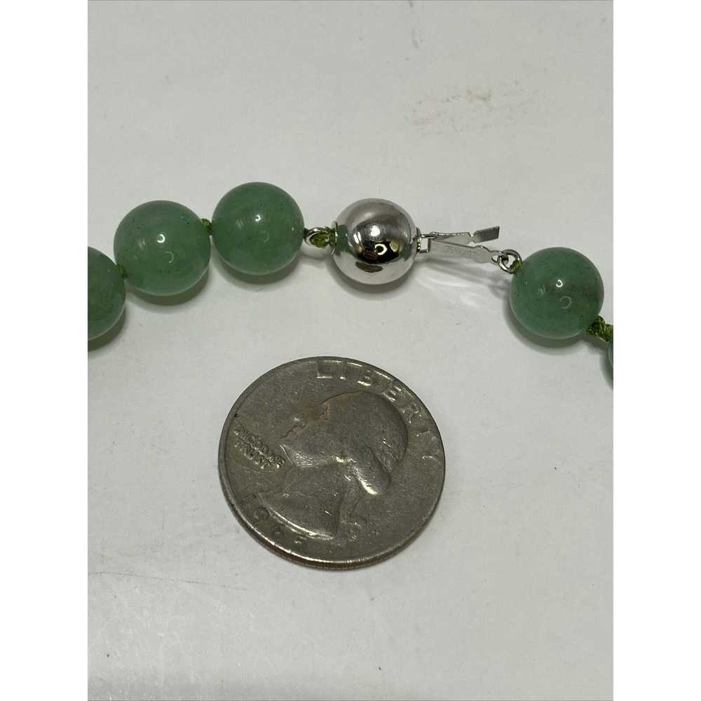 Vintage Stunning Sterling Silver And Jade Beaded … - image 4