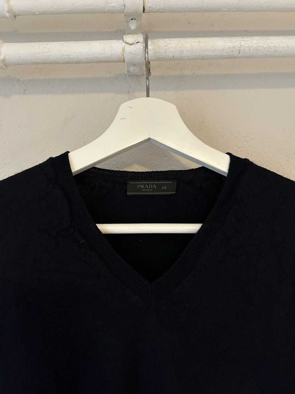 Prada Navy Wool V-Neck Sweater - image 3