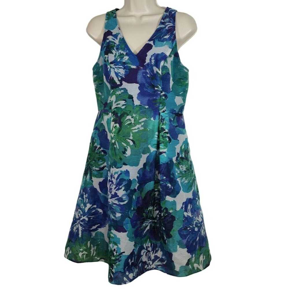 Adrianna Papell Adrianna Papell Blue Green Floral… - image 1