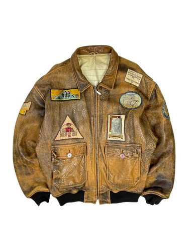 Vintage Vintage aviator leather jacket flight top… - image 1