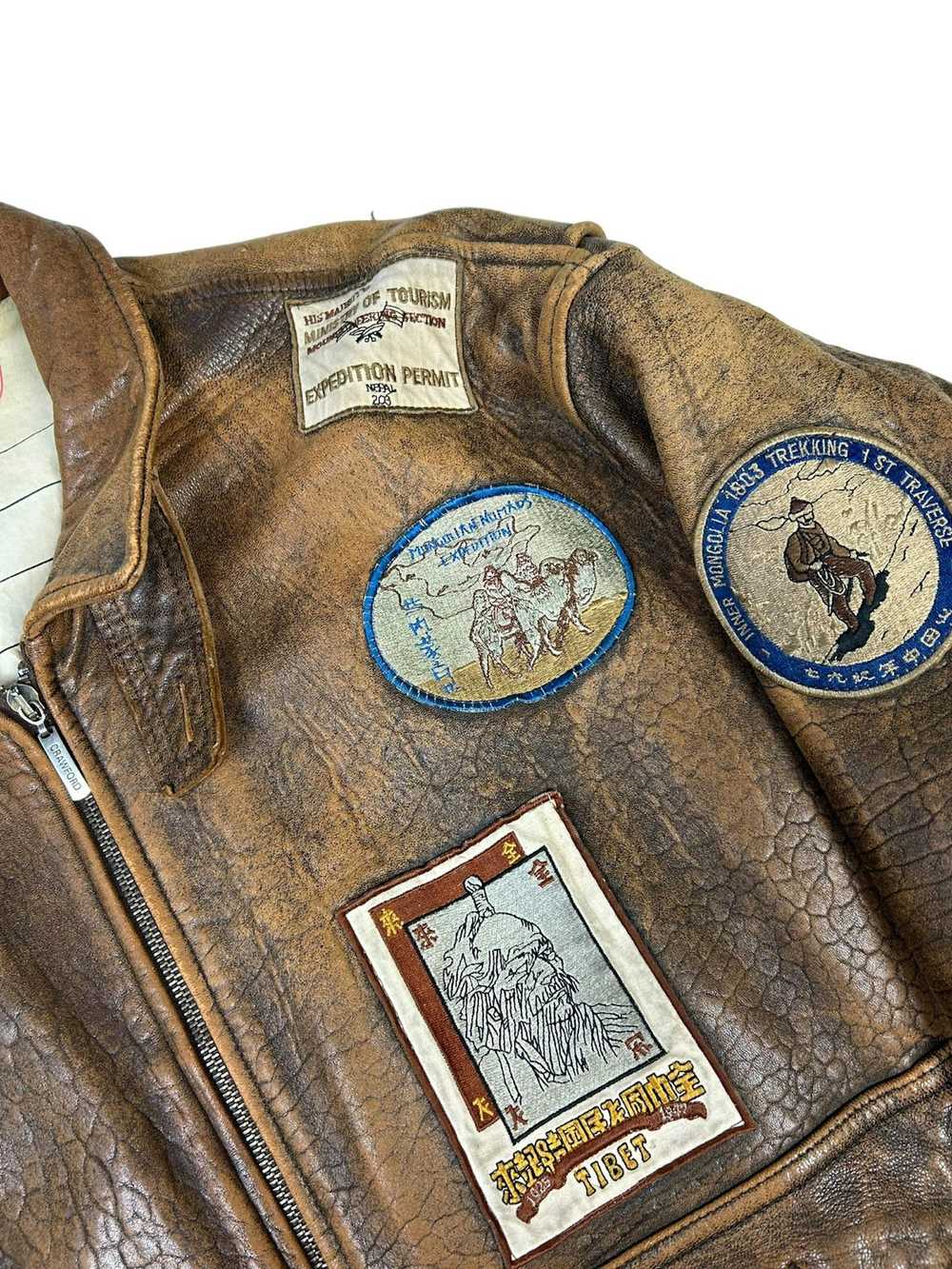 Vintage Vintage aviator leather jacket flight top… - image 5