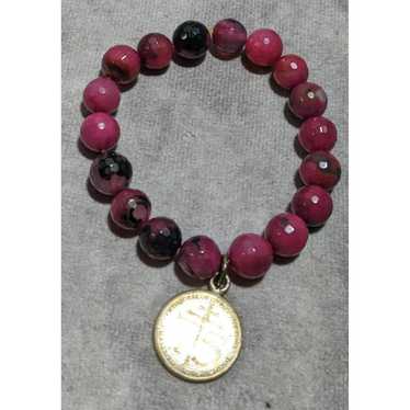 Other Pink Agate Religious Stretch Bracelet - image 1