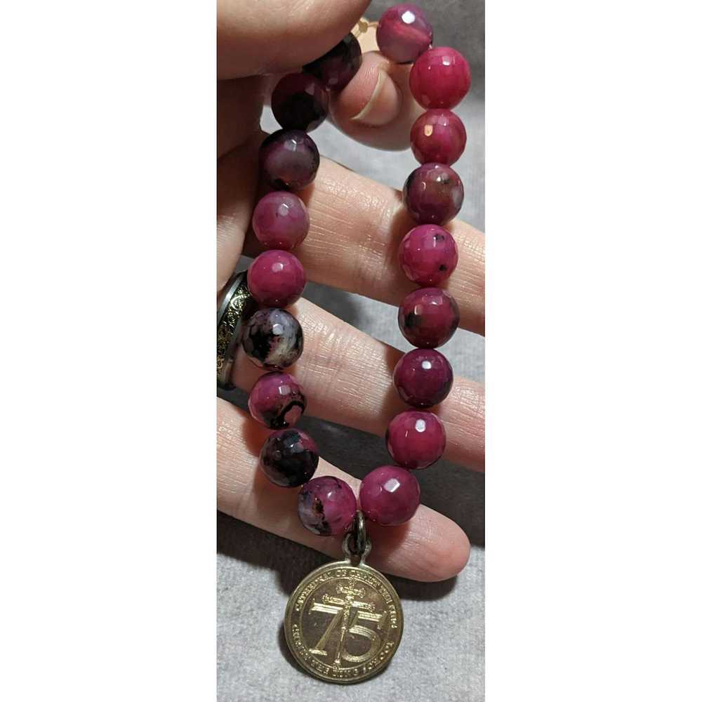 Other Pink Agate Religious Stretch Bracelet - image 2