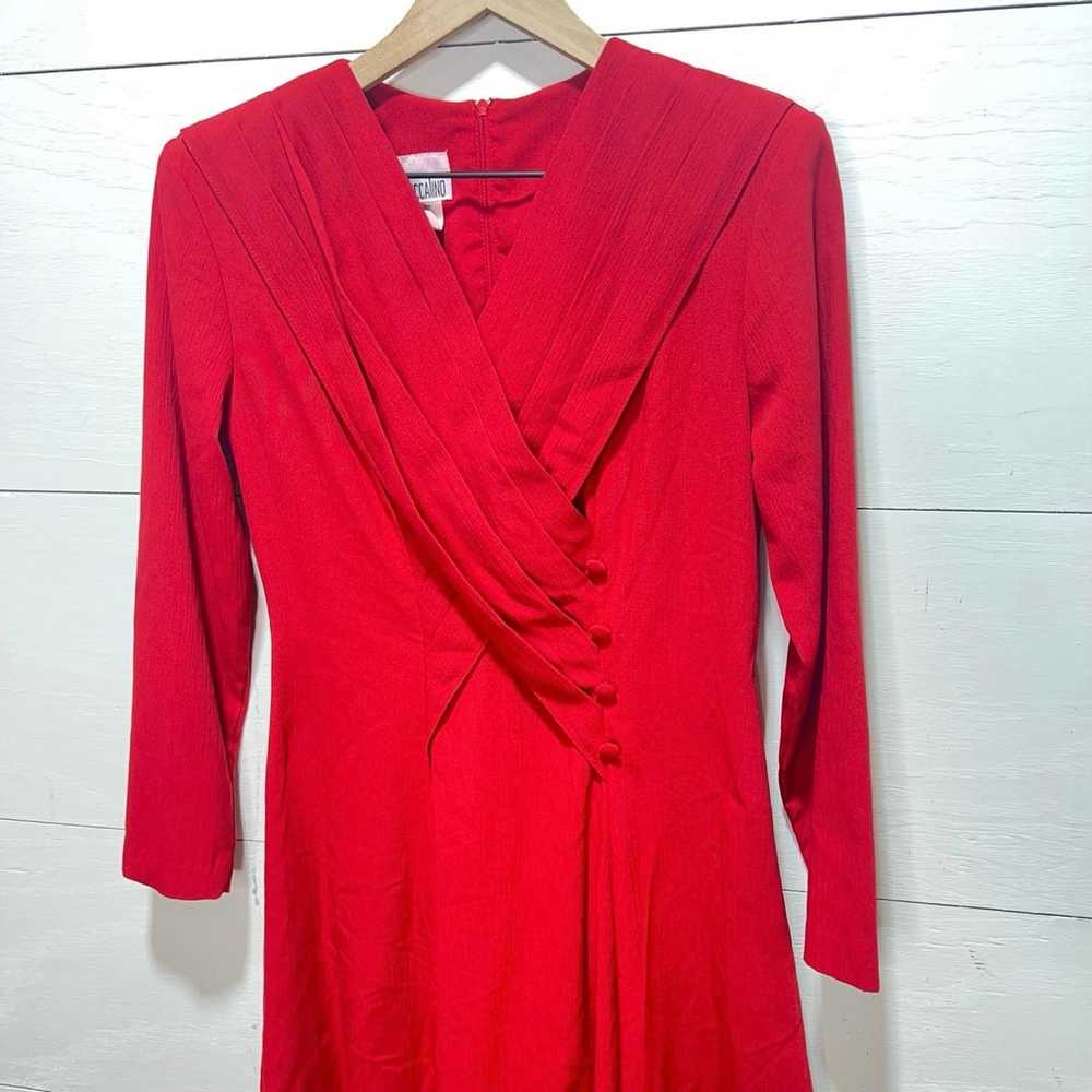 Nina Piccalino • Vintage Red Long Sleeve Pleated … - image 2