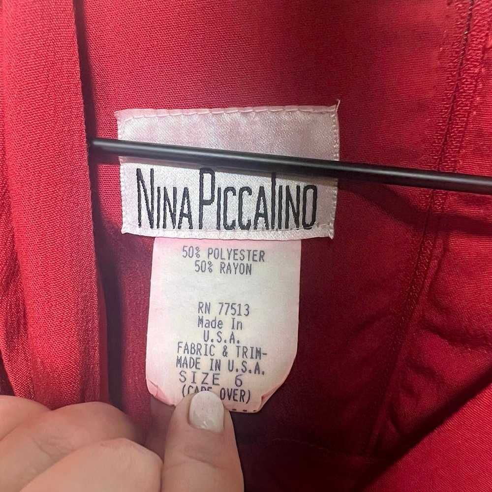 Nina Piccalino • Vintage Red Long Sleeve Pleated … - image 3