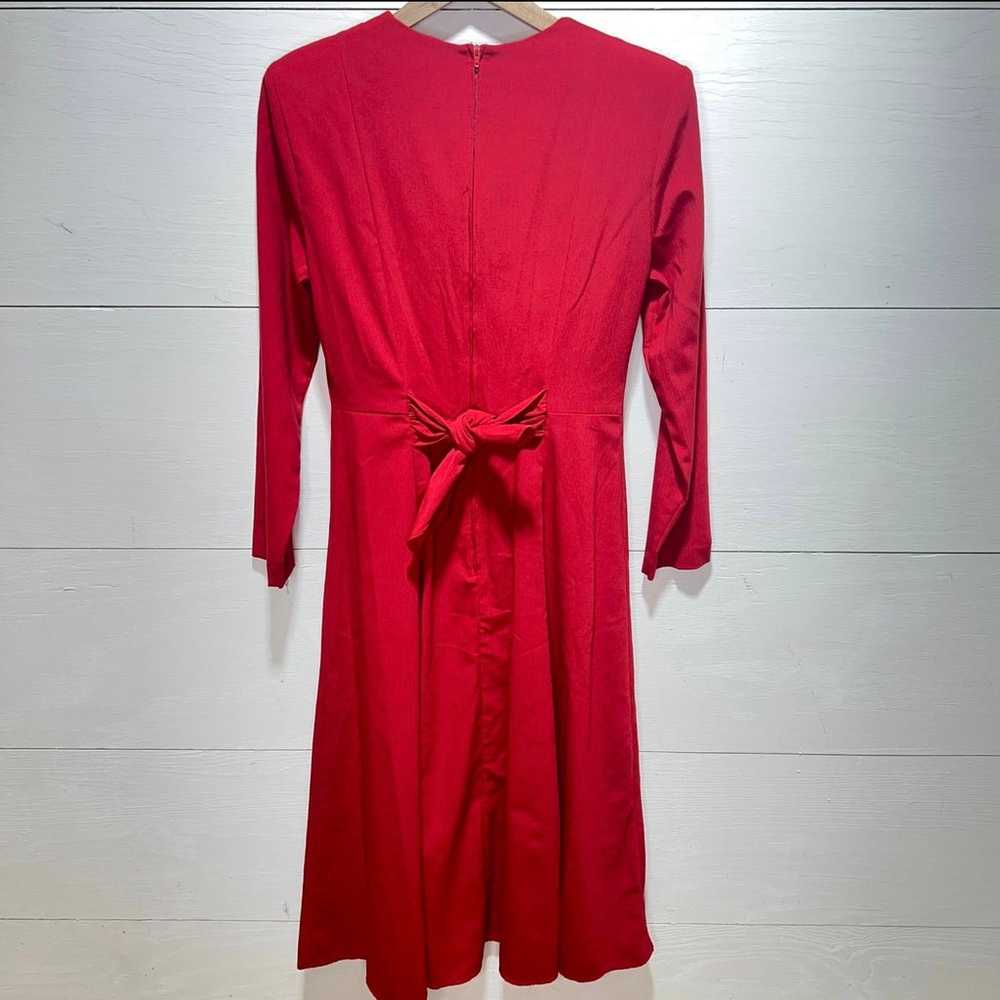 Nina Piccalino • Vintage Red Long Sleeve Pleated … - image 5