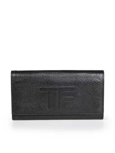 Tom Ford Black Leather TF Logo Continental Wallet
