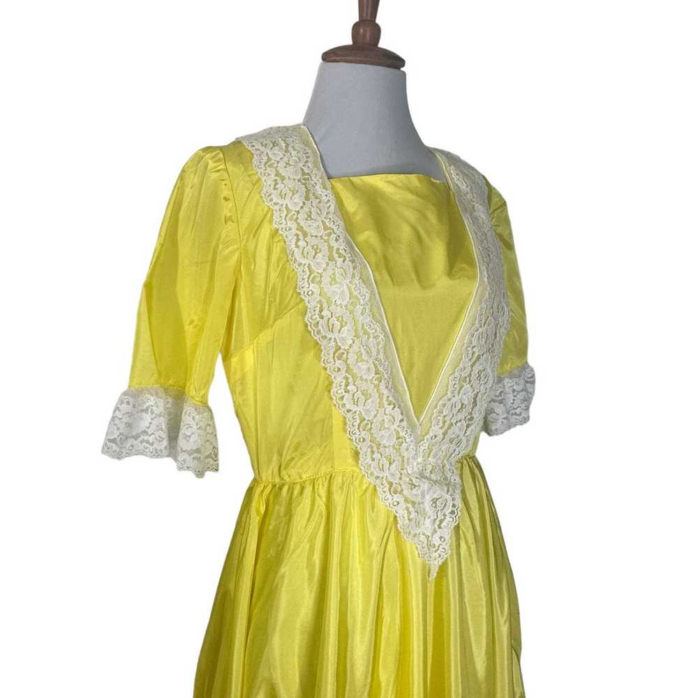 Vintage 1980s Yellow Taffetta Retro Style Dress w… - image 2