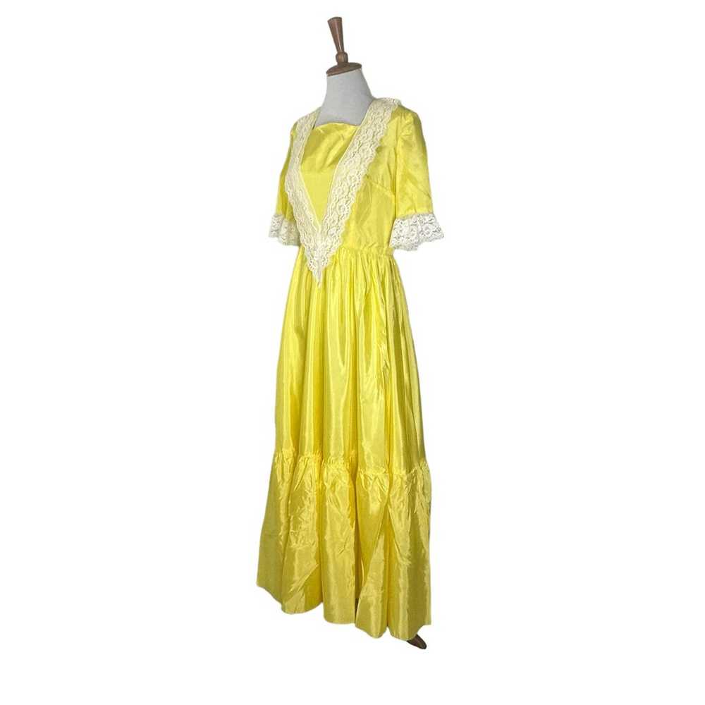 Vintage 1980s Yellow Taffetta Retro Style Dress w… - image 3