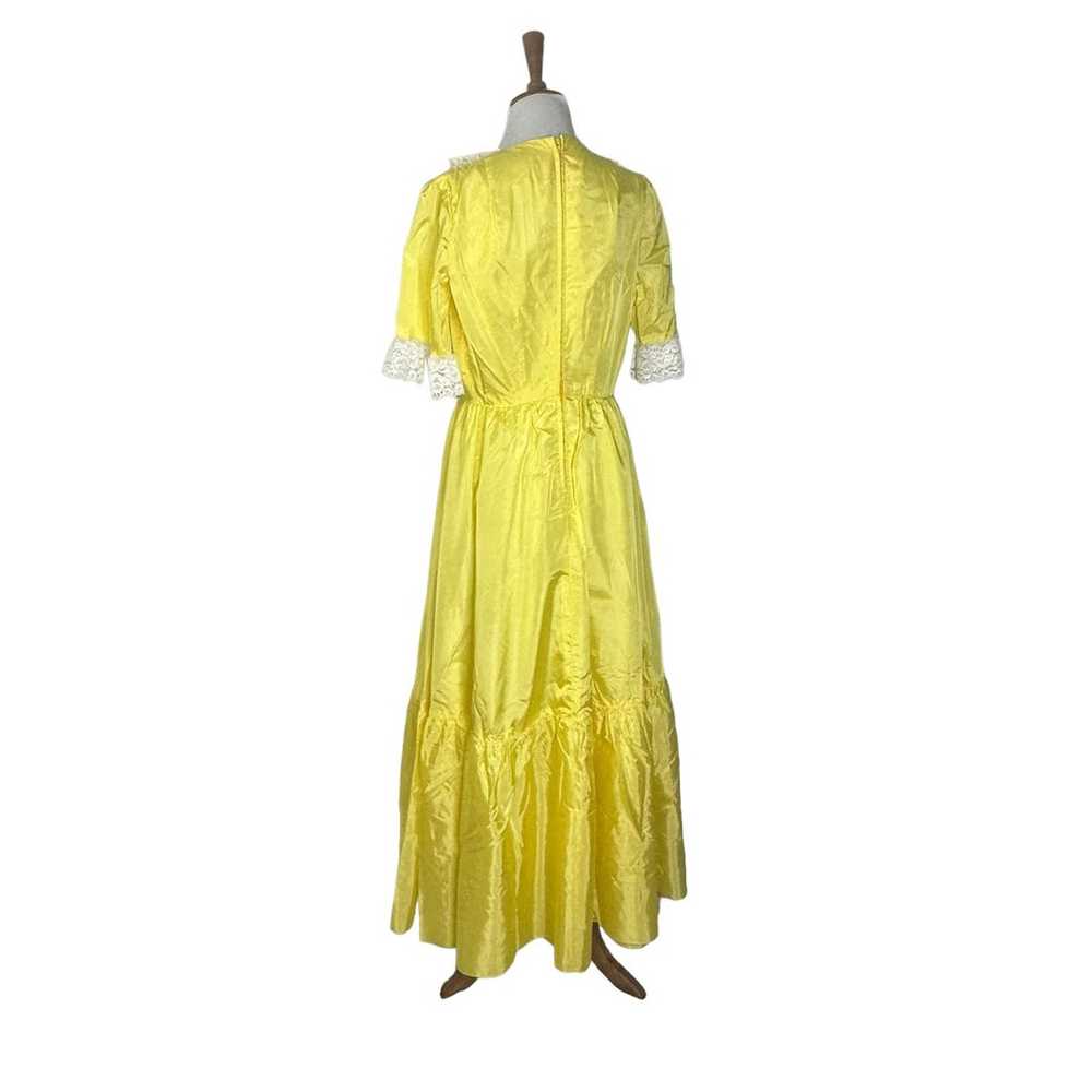 Vintage 1980s Yellow Taffetta Retro Style Dress w… - image 4