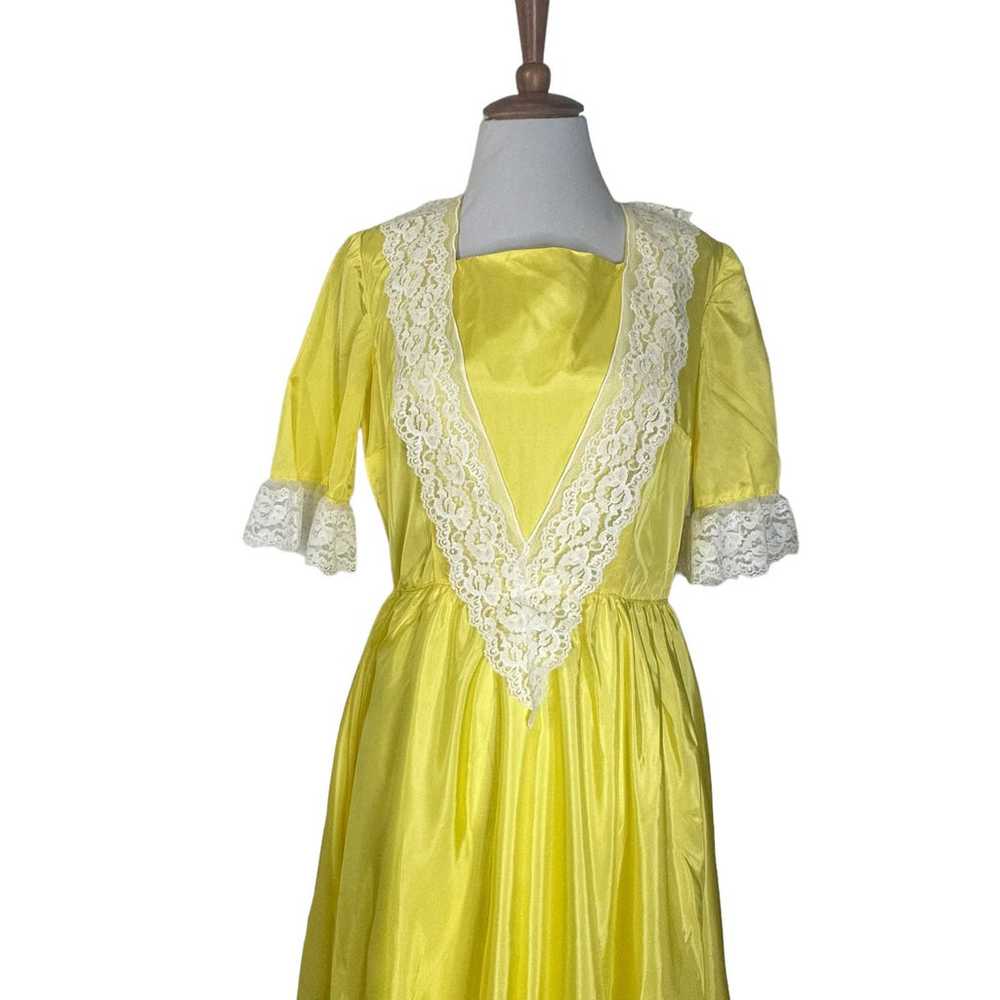 Vintage 1980s Yellow Taffetta Retro Style Dress w… - image 5