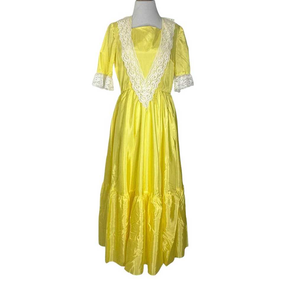 Vintage 1980s Yellow Taffetta Retro Style Dress w… - image 6