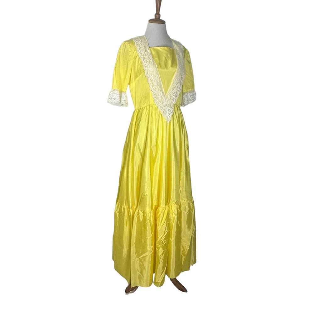 Vintage 1980s Yellow Taffetta Retro Style Dress w… - image 7