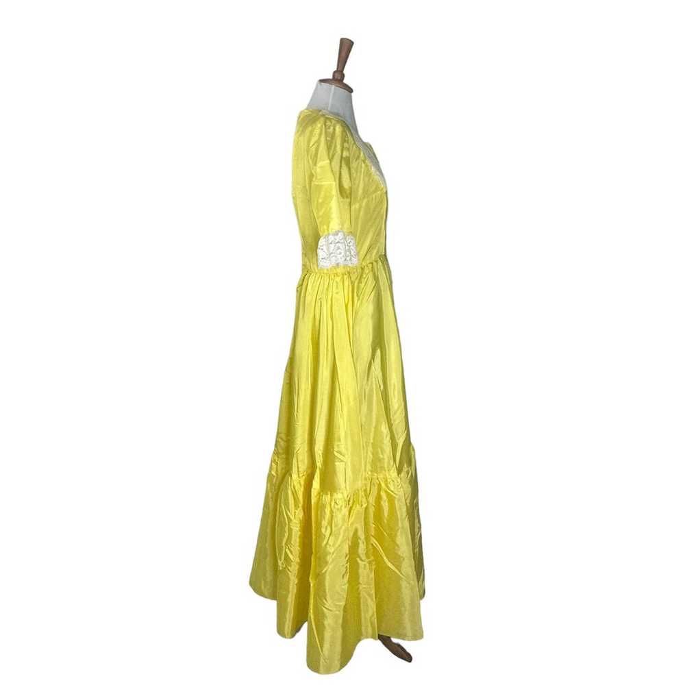 Vintage 1980s Yellow Taffetta Retro Style Dress w… - image 8