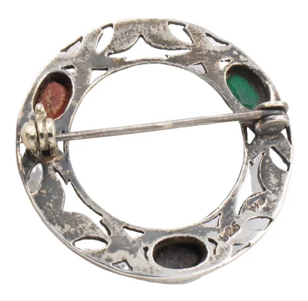 Brooch Circle Pin .925 Sterling Marcasite - image 3