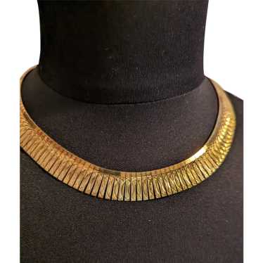 Goldwashed Sterling Silver Etched Choker Necklace