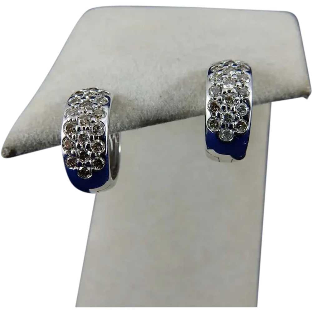 14 karat Diamond Huggie Earrings - image 1