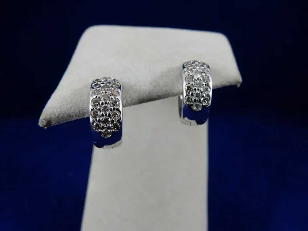 14 karat Diamond Huggie Earrings - image 2