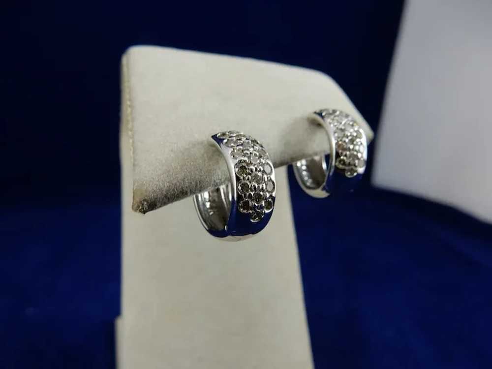 14 karat Diamond Huggie Earrings - image 3