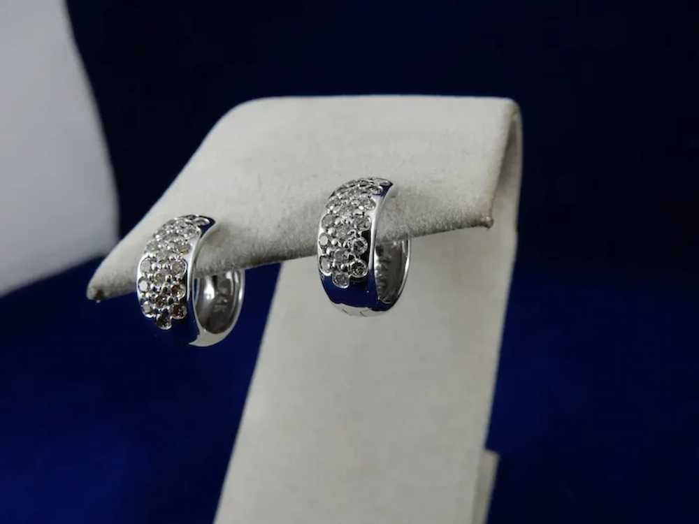 14 karat Diamond Huggie Earrings - image 4