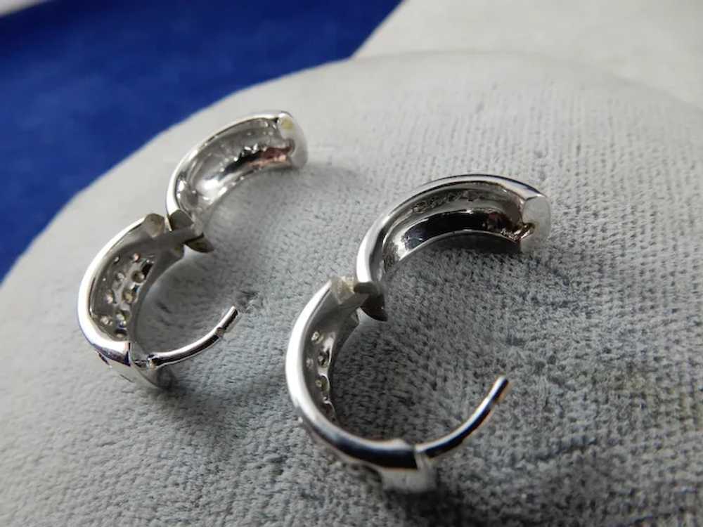 14 karat Diamond Huggie Earrings - image 5