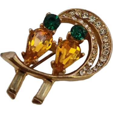 Vintage Unsigned Rhinestone Brooch (A3692) - image 1