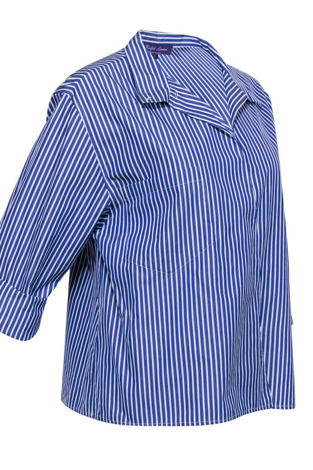 Ralph Lauren - Blue & White Wrap Style Button Up … - image 2