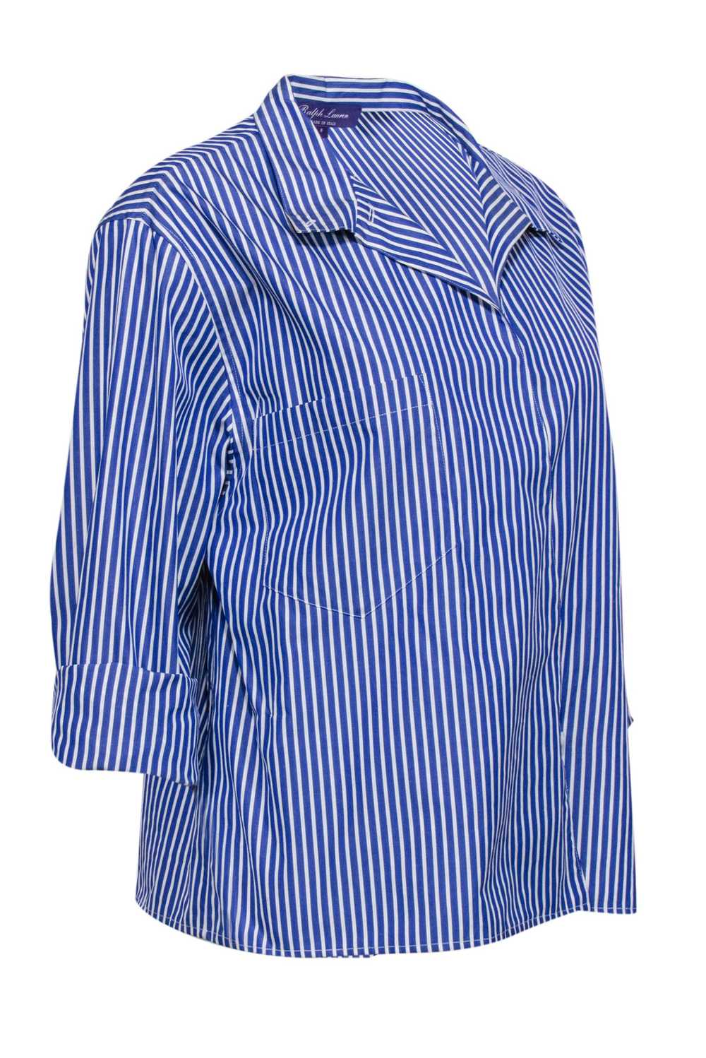 Ralph Lauren - Blue & White Wrap Style Button Up … - image 3