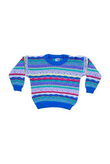 70's sweater - Stylish 70's pastel Jacquard sweate
