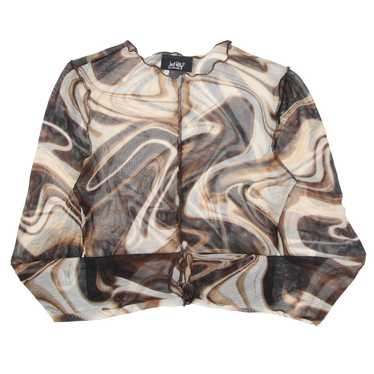 Y2K Mes Wave Print Long Sleeve Top - image 1