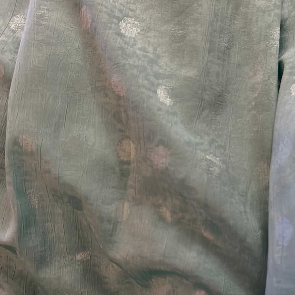 70’s Shantung Silk Pastel Teal Midi Skirt - image 1