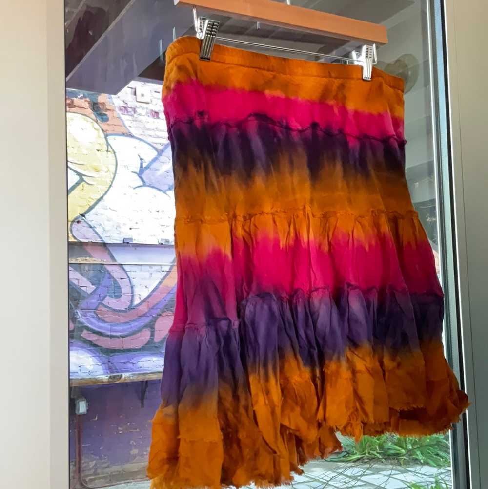 Burnt Orange Purple and Magenta Tie Die Tiered Y2… - image 1