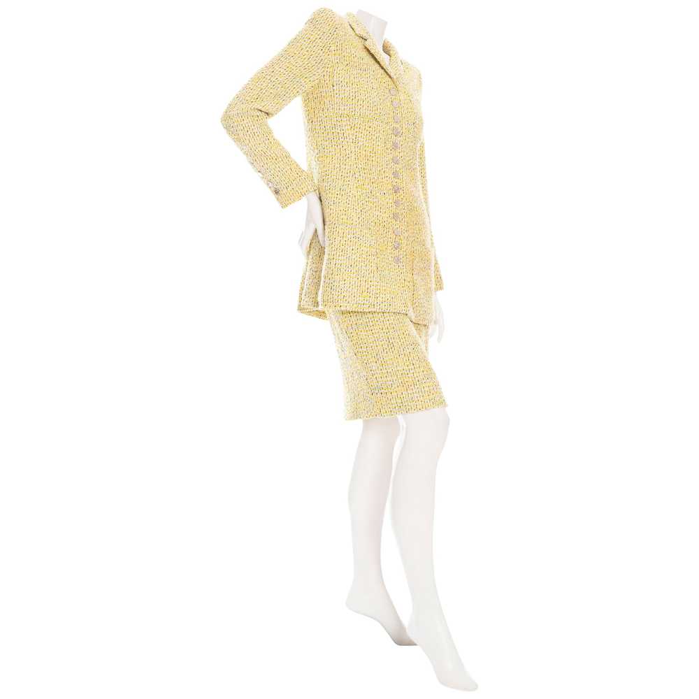 1996 Yellow Tweed Two-Piece Jacket and Skirt Suit - image 3