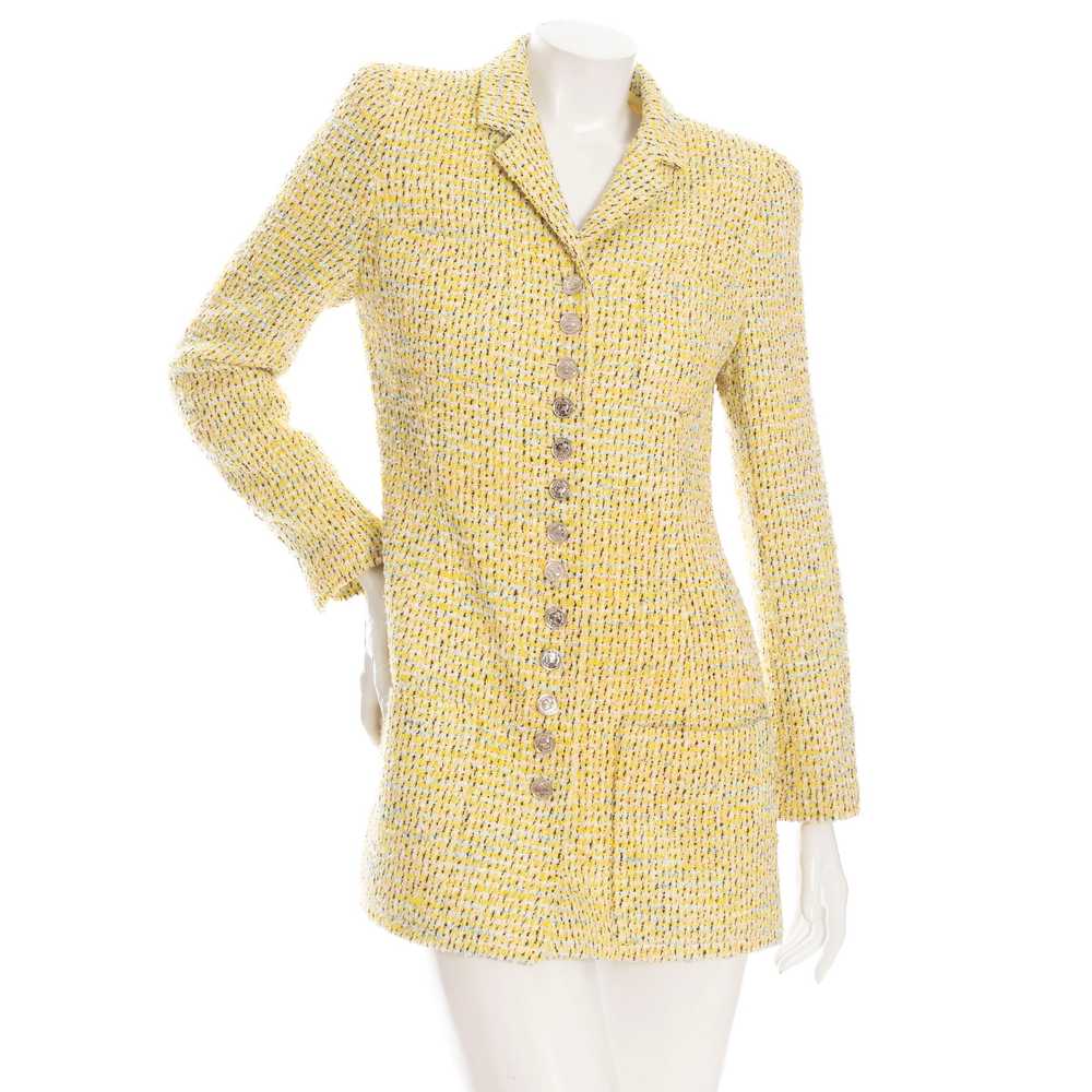 1996 Yellow Tweed Two-Piece Jacket and Skirt Suit - image 6