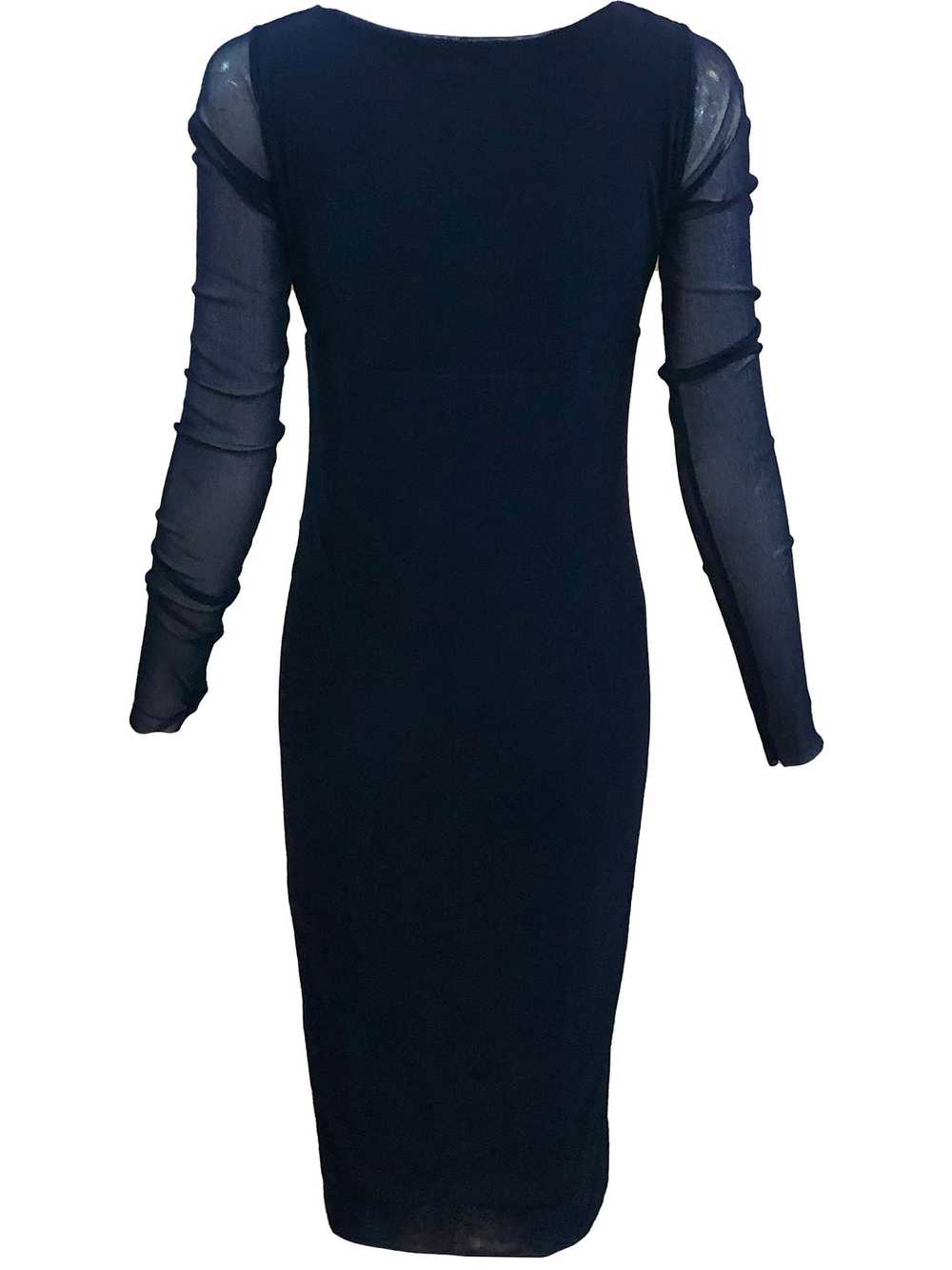 Fuzzi Contemporary Navy Blue Mesh Body Con Dress - image 3