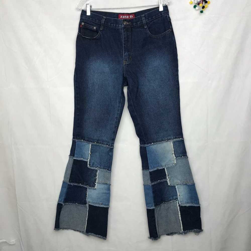 VTG Zana Di patchwork stud flare jeans - image 1