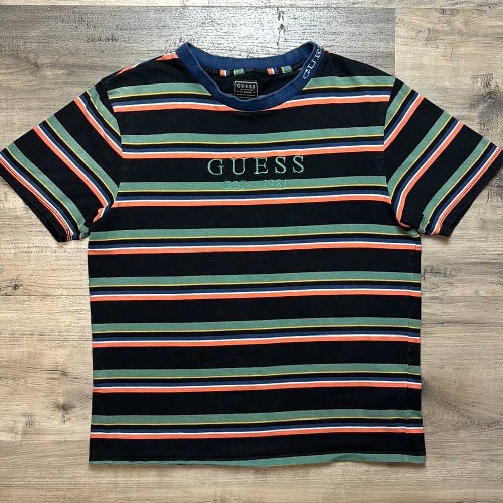 Mens Vintage Guess Originals Striped T-Shirt Small - image 1